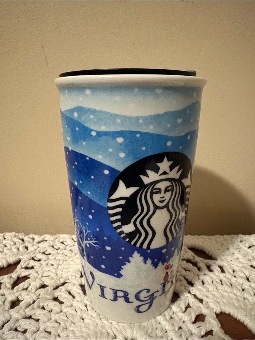 Starbucks Travel Virginia State Blue Gradient Winter Logo Mug 2016
